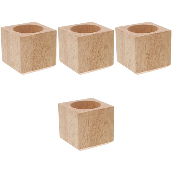 Worgeous 4pcs Wooden Flower Pot Indoor Small Artificial Plant Pot Rustic Succulent Plant Pot for Home Office
