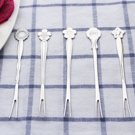 Worgeous  5 PCS Stainless Steel Fruit Forks Appetizer Picks Silverware