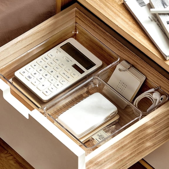 Phenofice 5-Piece Transparent Storage Box Set with Drawers, 12x3x2 Inches, Organizer for Home and Office