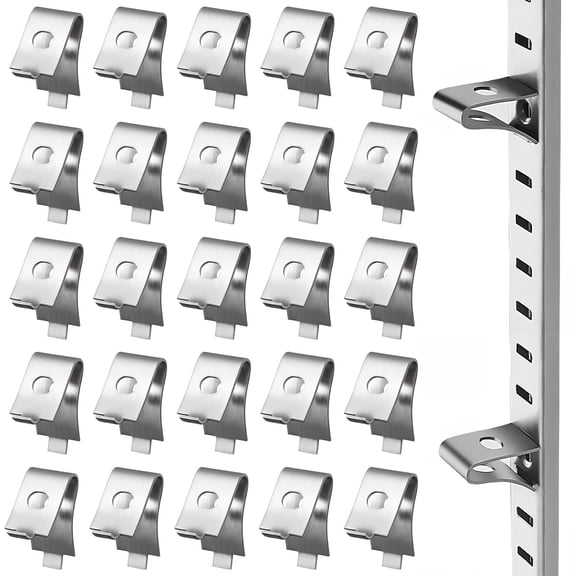Worgeous 50 Pcs Adjustable Shelf Clips Partition Bracket 3.50X1.70X0.20CM Silver