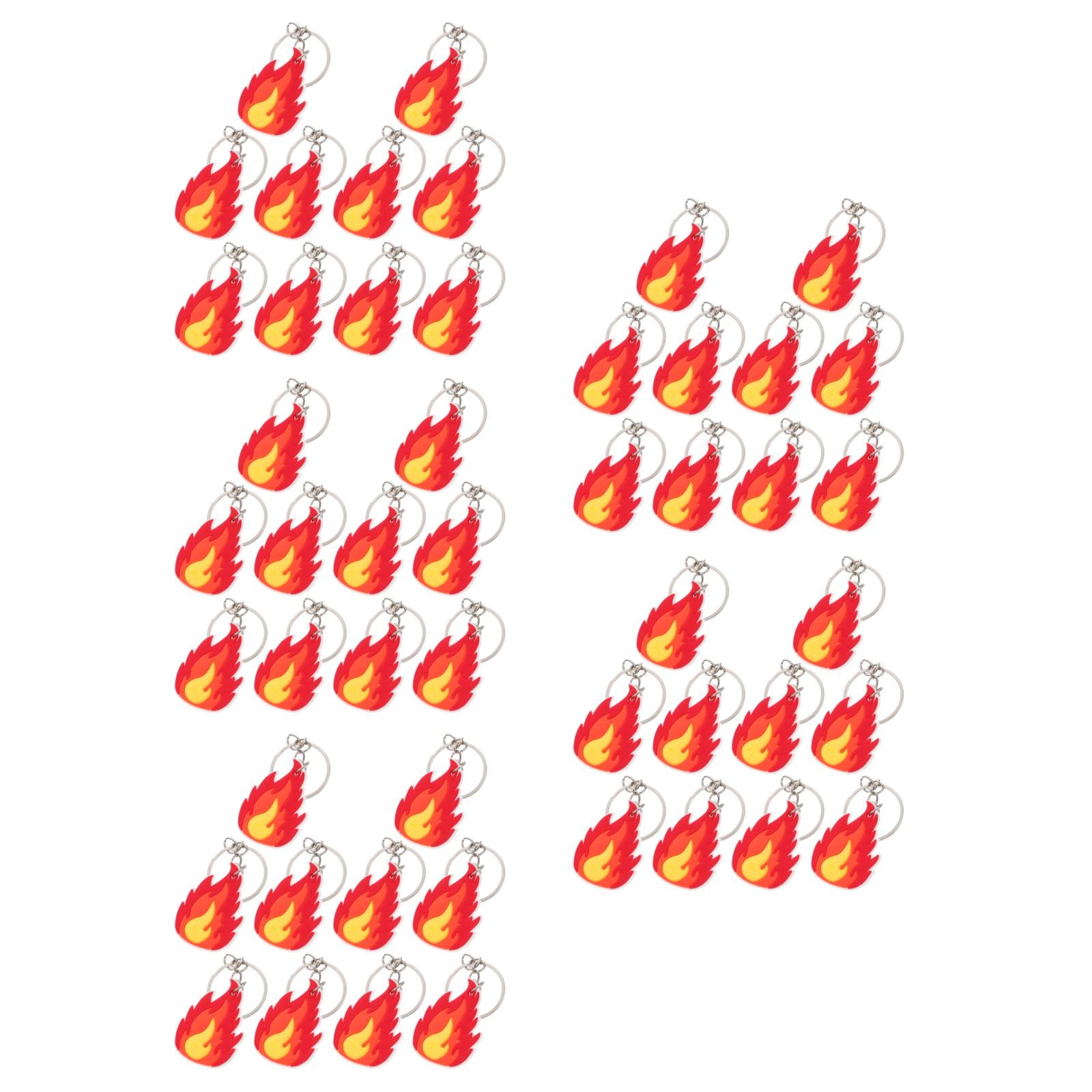 Worgeous 50 pcs Flame Fire Key Rings Firefighter Keychain Firefighter ...