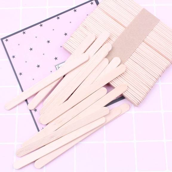 FONDOTIN 50-Pack Beige Wooden Craft Sticks for Party Crafts, Projects, Camp Activities and School Art Supplies