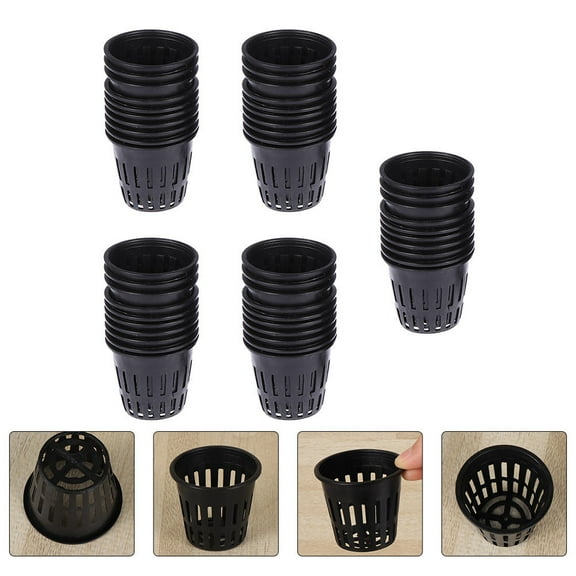 Worgeous 50Pcs Planting Bucket Small Soilless Culture Net Cups Plastic Planting Bucket