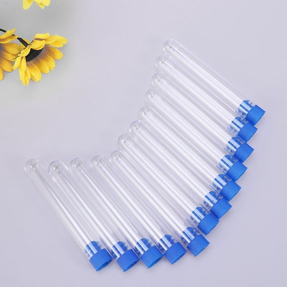 Worgeous 50pcs 16x100mm Plastic Clear Test Tube for Scientific Experiments Party Candy Storage