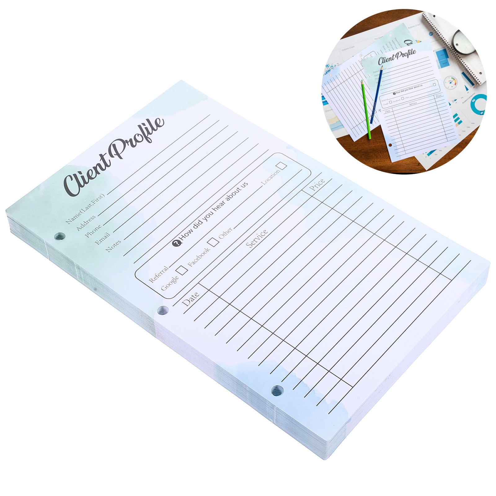 Worgeous 50pcs Information Profile Sheets Client Record Paper For ...