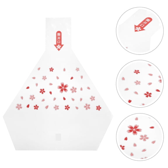 Worgeous 50pcs Triangle Onigiri Wrappers Microwavable Rice Balls Bags Japanese Onigiri Wrapping Bags