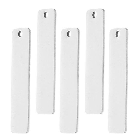 Worgeous 5PCS Metal Stamping Blanks DIY Keychain Tags Metal Stamping Tags Rectangle Engraving Blanks for DIY Craft Projects and Gifts