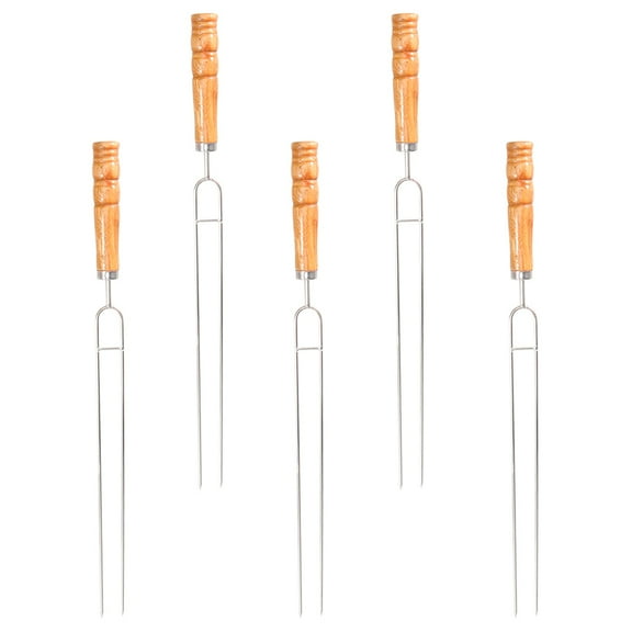 RENACLIPY Stainless Steel Meat Forks 5pcs Bonfire Experience U Shape Grill Utensils