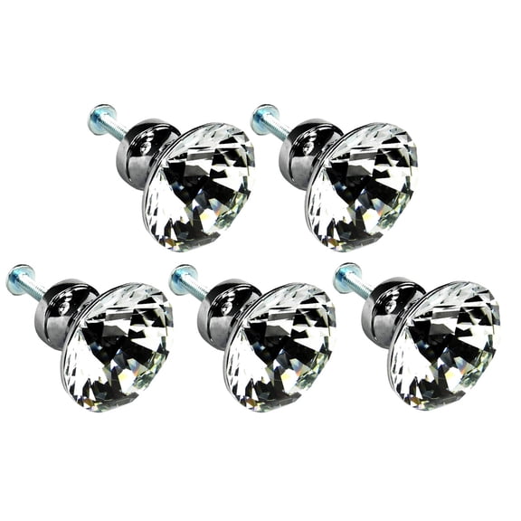 FONDOTIN Clear Crystal Glass Door Knobs for Home Decoration, Set of 5 Elegant Cabinet and Drawer Handles