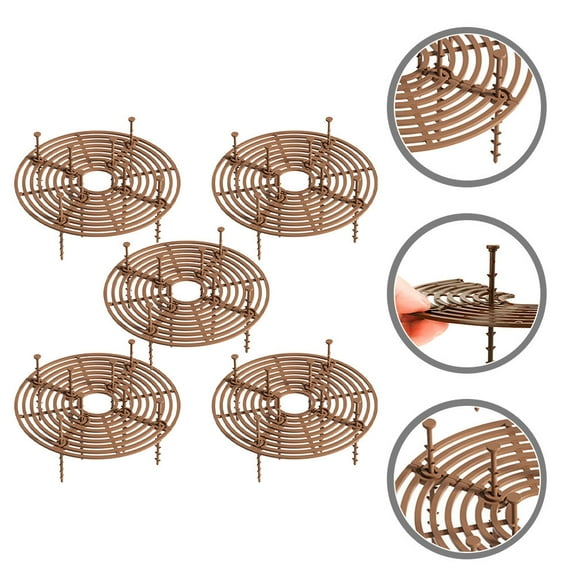Worgeous 5Pcs Coffee Plastic Flower Pot Grids for Indoor Use Garden Pot Protector 7.5x7.5in
