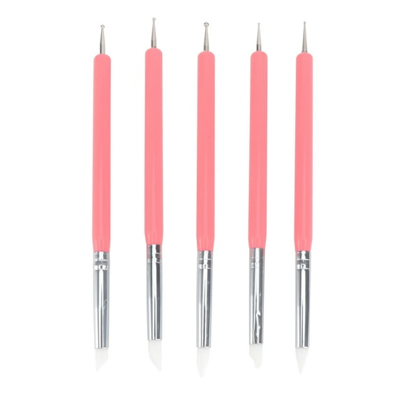 Worgeous 5Pcs Paint Dotting Tools Brush Pens for Oil Painting Pink Double-Ended