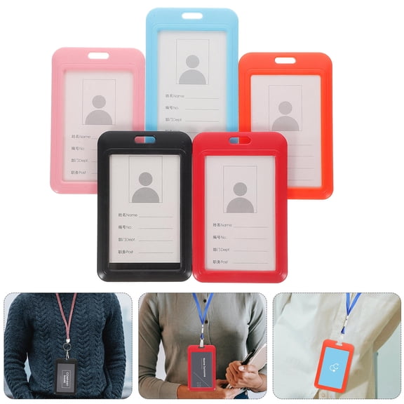 Worgeous 5Pcs Pushable Work Cover Credentials Holder Bus Sliding Cover Employee Badge Cover (Random Color)