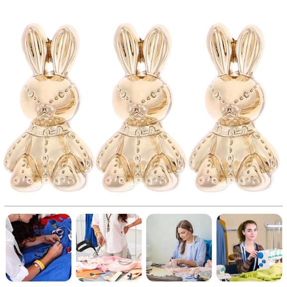Worgeous 5Pcs Rabbit Shape Buttons Alloy Clothes Buttons Adorable Clothing Buttons Vintage Bunny Buttons