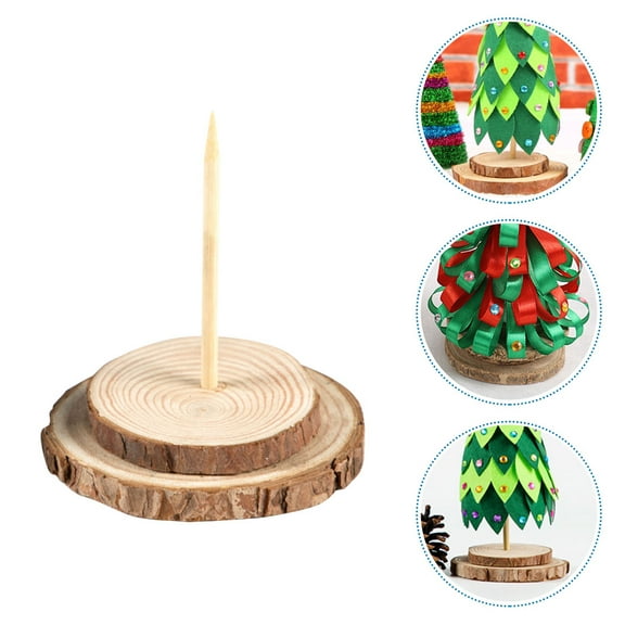 Worgeous 5Pcs Small Christmas Tree Stand Beige Wood Prevent Tipping for Holiday Decor