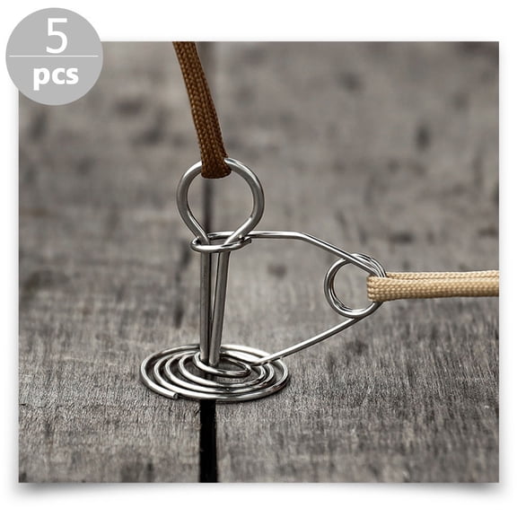 Worgeous 5Pcs Tent Stakes Pegs Windproof Spring Anchor Outdoor Camping Tent Pegs