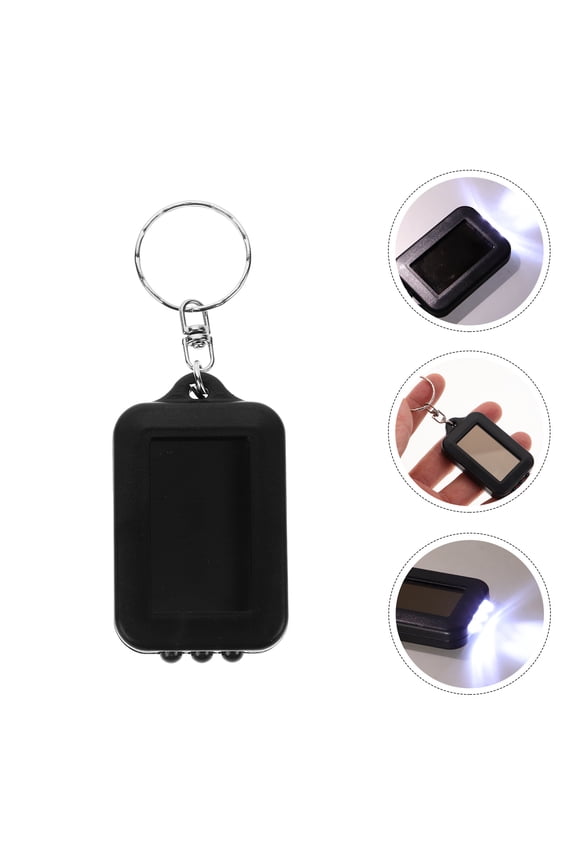 Mini Solar Keychain Flashlight Black 5Pcs 2.4In 1.4In 0.4In