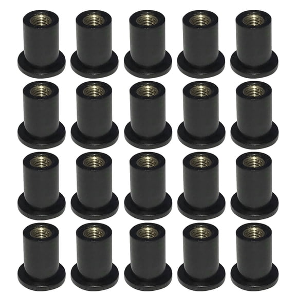 Worgeous 5mm Rubber Well Nuts Brass Inserts 20pcs Kit For Motorcycle Windscreen Bolts Easy Install Vibration Reducti