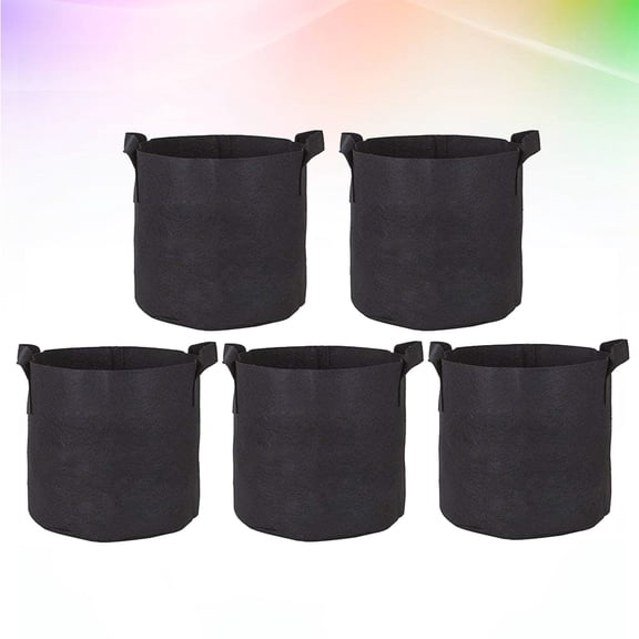 Worgeous 5pcs 25x30x30cm Felt Fabric Pot Planting Bags Plant Grow Bag Cultivation Garden Pots Vegetable Nursery Bags Transplant Bag Farm Supplies (Black)