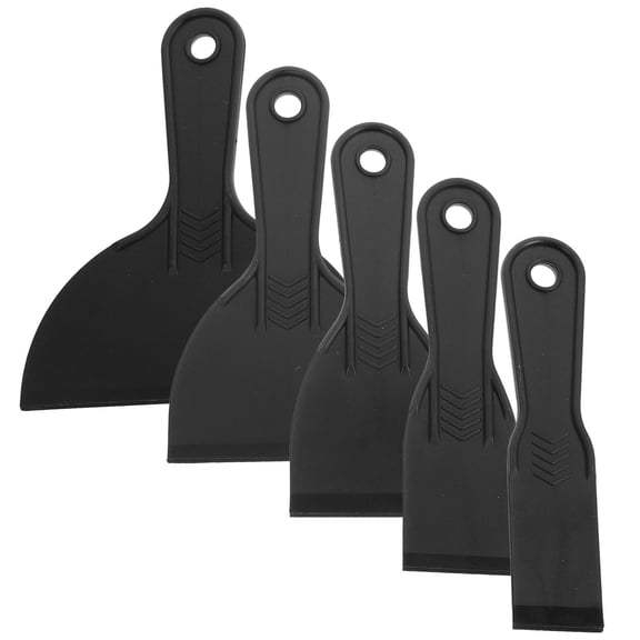 Worgeous 5pcs Black ABS Scraper Tool Set for Home Use Flexible Cleaning Putty Scraper for Wrap and Paint Removal