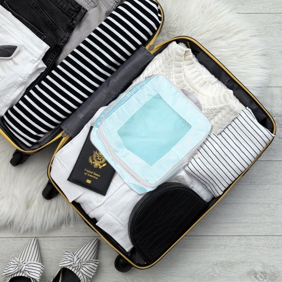 Worgeous 5pcs Compression Packing Cubes For Suitcases Travel Storage Bag Set Multi-Functional Luggage Organizer For Clothes Shoes Toiletries Electronics
