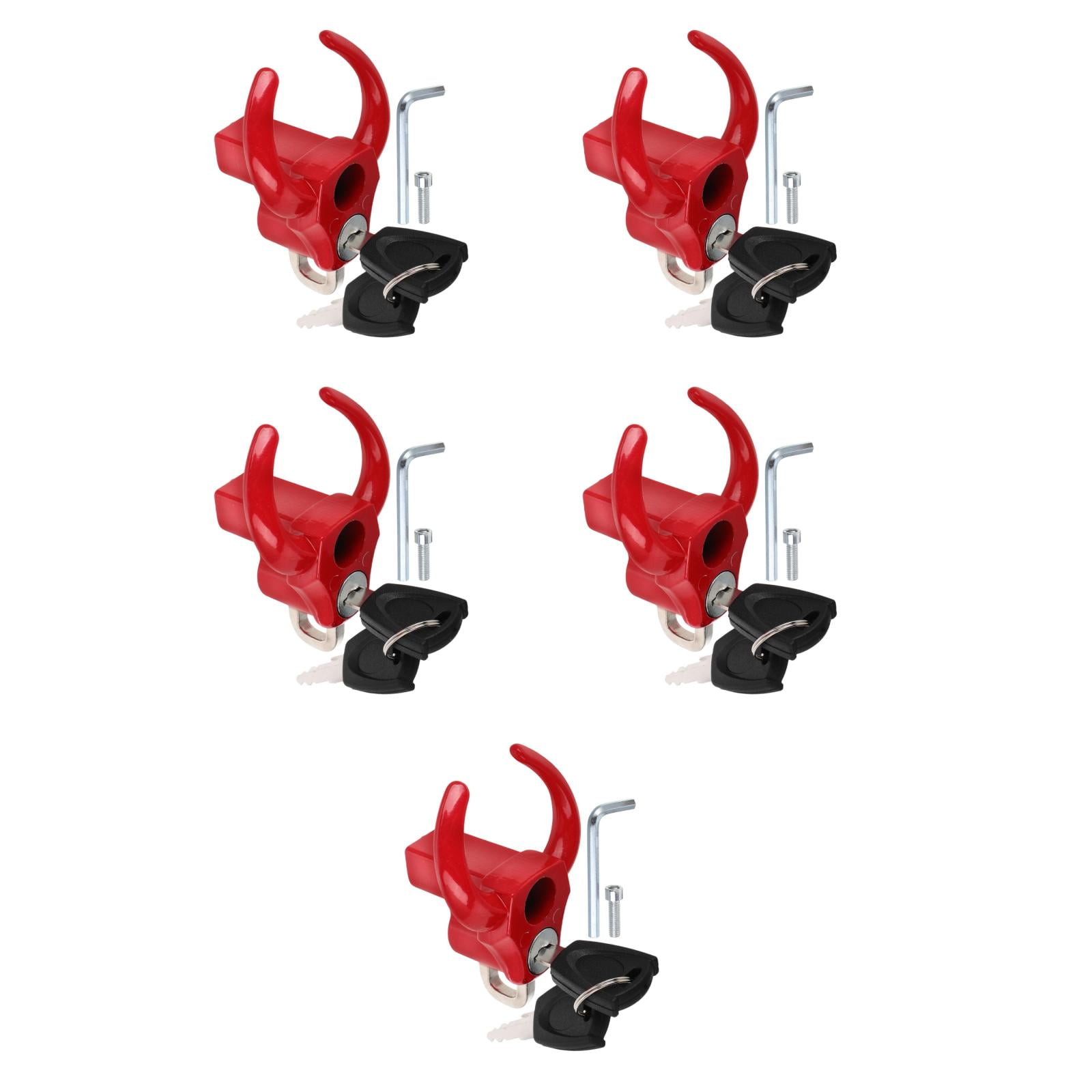 Worgeous 5pcs Heavy Duty Motorcycle Helmet Hook Foldable Helmet Hook For Bike Handlebar Universal Helmet Holder Scooter Luggage Hook With Lock And Screw Red