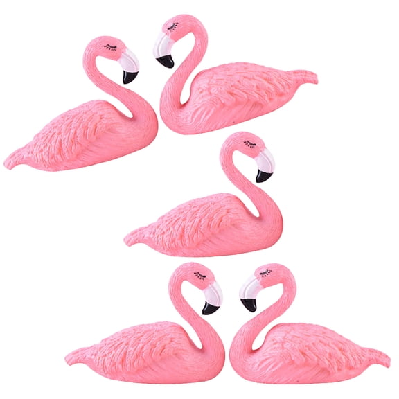 SWETRACE Mini Resin Figures Flamingo Miniature Pink 5Pcs Colleagues present