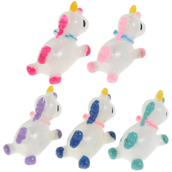 Worgeous 5pcs Mini Unicorn Figurines Cartoon Simulation Unicorn Figures Animal Statues for Micro Scene Decoration Craft Projects Garden Accessories