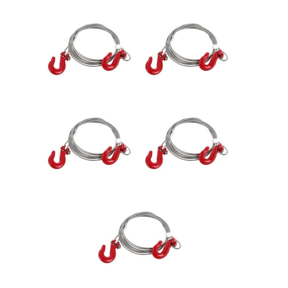 Worgeous 5pcs Towing Metal Rope Strap With Hooks Rc Trailer Chain Hook Tow Rope Winch Shackles Tow Hook And Trailer Chain Compatible For Trx4 Rc Axial Scx10 90046 Car