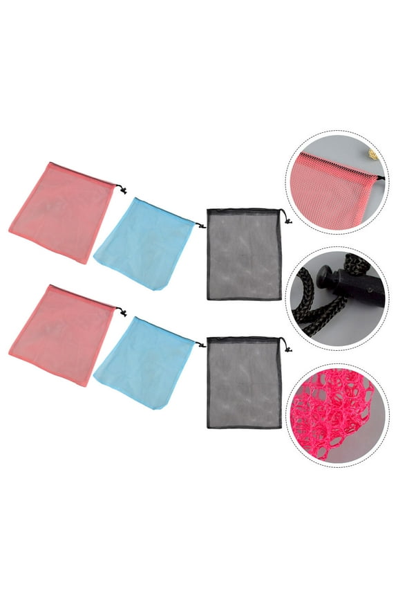 Travel Drawstring Bags Polyester Mesh Pouch 6pcs Assorted Color Travel-Friendly