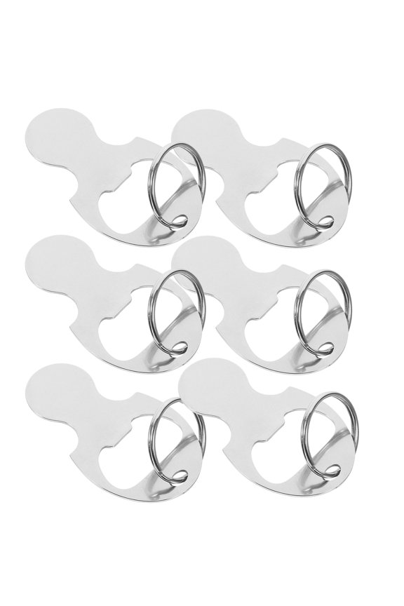 6 Pcs Cart Token Bottle Opener Key Mini Ring Carts Trolley Man Silver