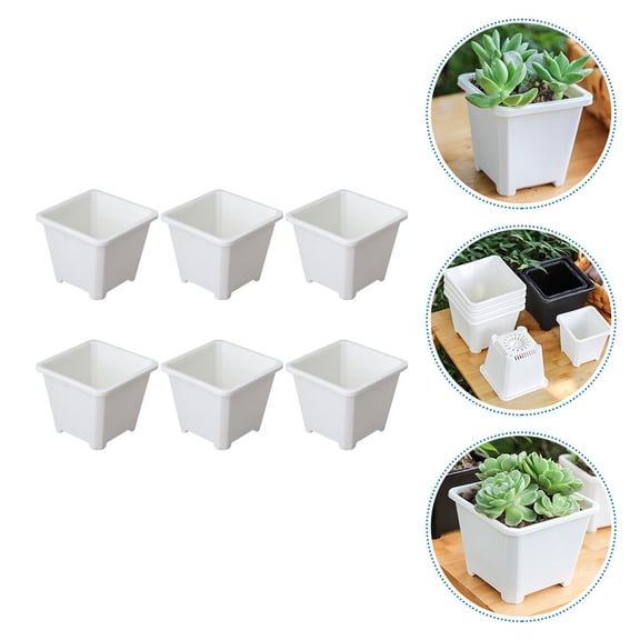 Worgeous 6 Pcs Flower Pot Indoor Plant Succulent Planters Miss White