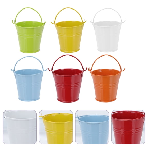 RENACLIPY 6-Pack Mini Metal Flower Buckets Tinplate for Garden, Home Decor, Indoor & Outdoor Use, Decorative