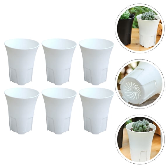 Worgeous 6 Pcs Plant Root Control Basin Root Control Flower Pots 13x10.5cm White
