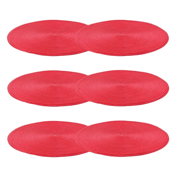 WHAMVOX 6 Pcs Round Woven Placemats Fake Rattan Wicker Farmhouse Boho Braided Heat Resistant Outdoor Patio Table Place Mats