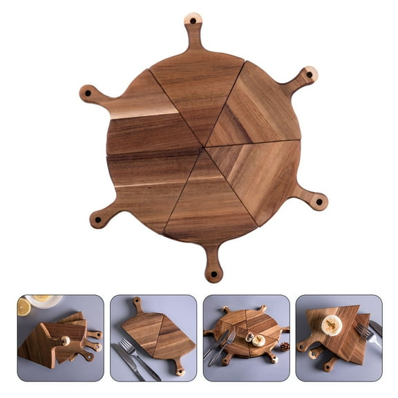 FONDOTIN 6-Piece Assorted Color Wooden Pizza Trays Food Decorative Serving Plates