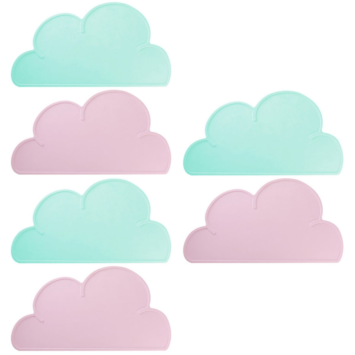 Worgeous 6 Pcs  Silicone Placemat Decorative Tablecloth Heat Proof Pad (Random Color)