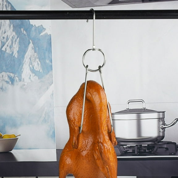 Worgeous 6 Pcs Stainless Steel Hook Hanging Hooks Bird Grill Cooking Hangers Silver