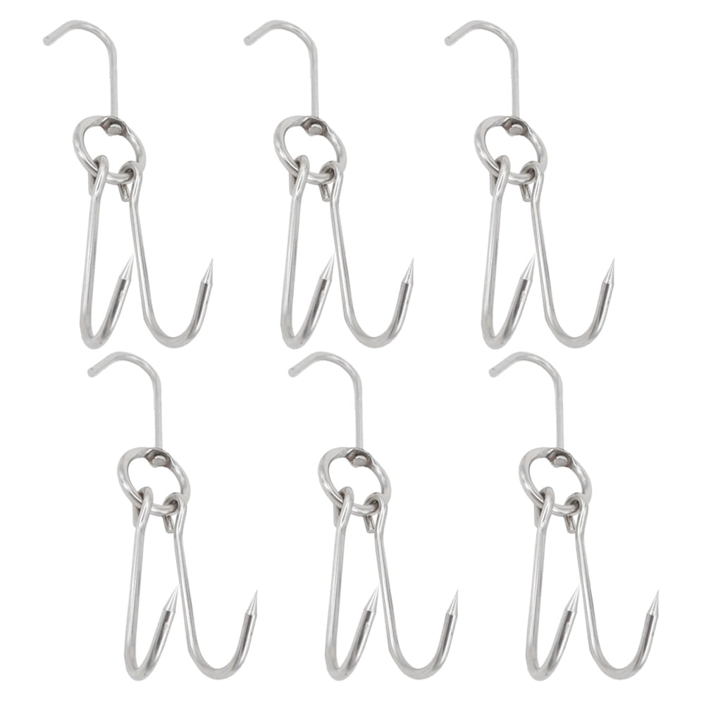 Worgeous 6 Pcs Stainless Steel Hook Poultry Bacon Hanging Rack Chrome ...