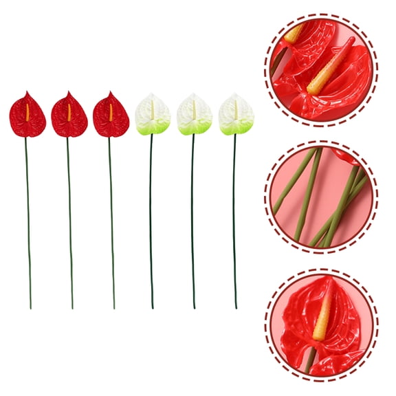 Worgeous  6 Pcs Sympathy Flowers Artificial Anthuriums Bride