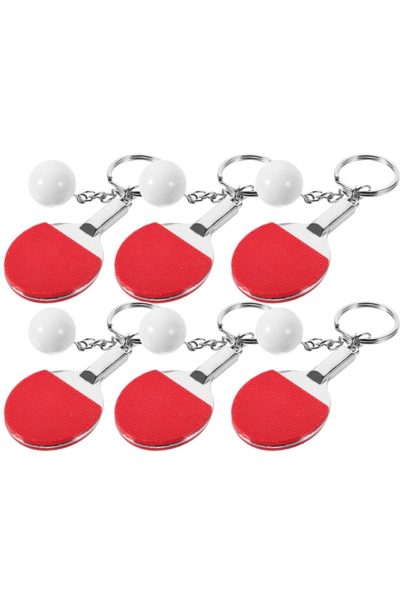 6 Pcs Table Tennis Keychain Bright Ball Hanging Keychains Gifts