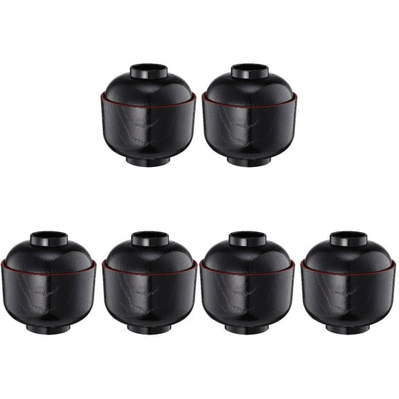 Worgeous 6 Pcs  Traditional Miso Soup Bowl with Lid Japanese Style Rice Bowl Home Kitchen Japanese Tableware
