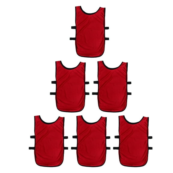 Worgeous 6 Pcs Training Vest Practice Jerseys for Kids Football Basketball Clothing Child Red