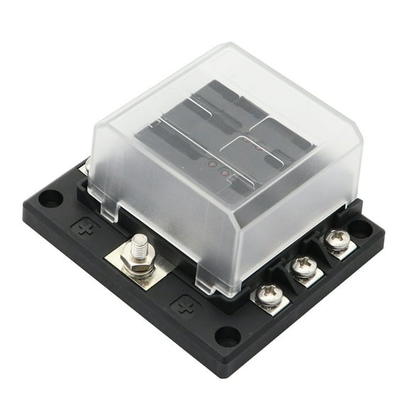 Worgeous 6 Way Fuse Block W/Negative Bus with Ground LED Light Protection Cover for Car