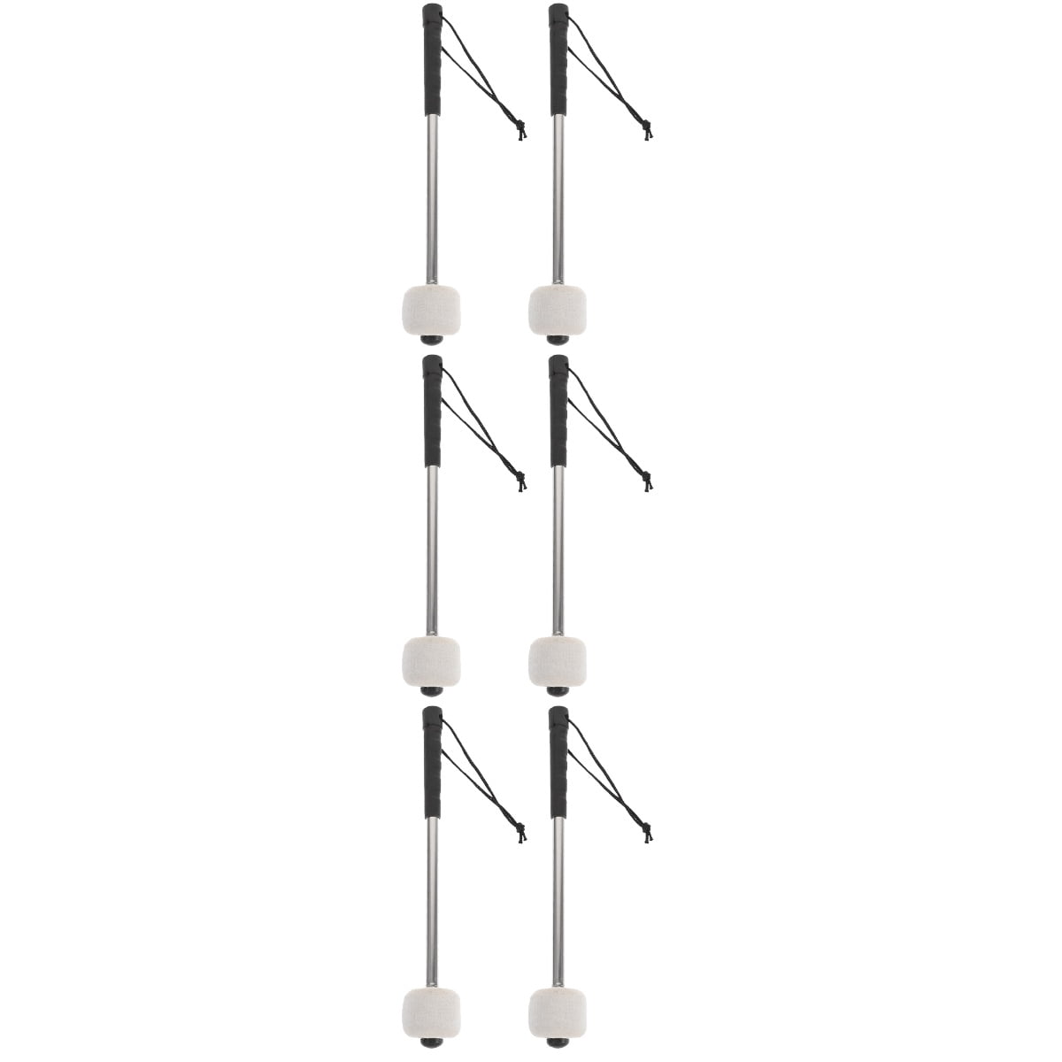 Worgeous 6 pcs  Felt Bass Drum Mallets Wool Felt Mallets Sticks with Stainless Steel Handle Instrument Percussion Mallets