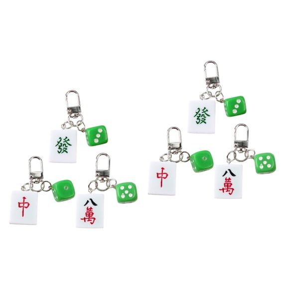 ROMANSENTIAL Resin Metal Mahjong Pendant Unique Key Chain Charm for Decor 6Pcs