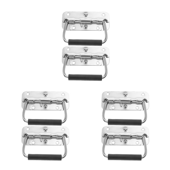 Worgeous 6 pcs  Spring-Loaded Folding Handles Stainless Steel Folding Pull Handles For Wooden And Metal Box Garage And Shed Doors