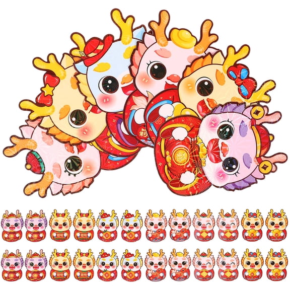 Worgeous 60Pcs Chinese New Year Red Packet Lucky Money Pockets Chinese Red Lucky Money Cash Envelope