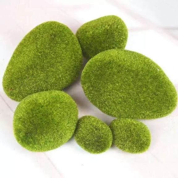 Worgeous 6Pcs Look Flocking Foam Fake Moss Stone for Floral Arrangements Decorative Items
