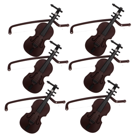Worgeous 6Pcs Miniature Violin Model Small Violin Figurine Statue Mini Plastic Musical Instrument Decorative Ornament Christmas Tree Pendant Hanging Decor