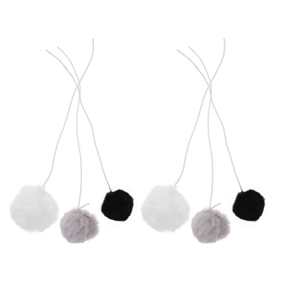 Worgeous 6pcs Cat Balls Toy Interactive Teaser Balls Elastic Hanging Cat Toy Balls Funny Kitten Fuzzy Balls